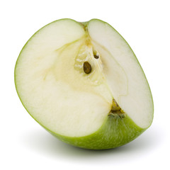 Green sliced apple isolated on white background cutout