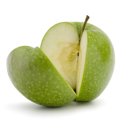 Green sliced apple isolated on white background cutout
