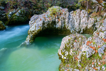 Amazing river in the mountains, Mostnica Korita, Julia alps 