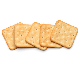 Dry cracker cookies isolated on white background cutout