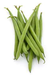 Green beans handful isolated on white background cutout
