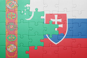 puzzle with the national flag of slovakia and turkmenistan