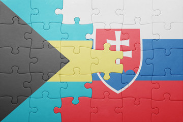 puzzle with the national flag of slovakia and bahamas