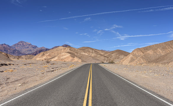 Endless country highway, Death Valley, California, USA.