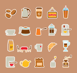 Coffee - Doodle Elements Set. Cafeteria Icons Collection. Vector