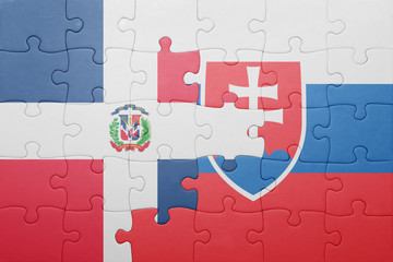 puzzle with the national flag of slovakia and dominican republic