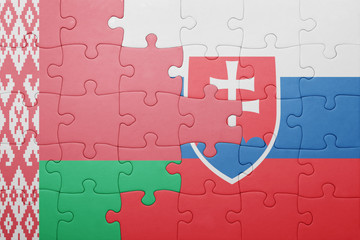 puzzle with the national flag of slovakia and belarus