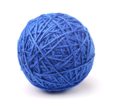 Clew of blue wool thread