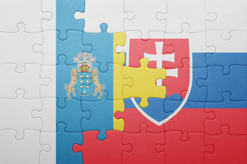 puzzle with the national flag of slovakia and canary islands