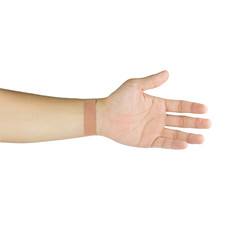plaster on wrist isolated on white