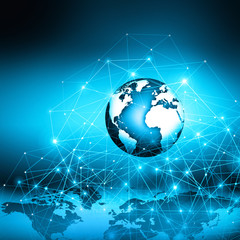 Best Internet Concept of global business. Globe, glowing lines on technological background. Electronics, Wi-Fi, rays, symbols Internet, television, mobile and satellite communications