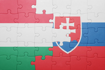 puzzle with the national flag of slovakia and hungary