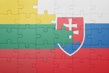 puzzle with the national flag of slovakia and lithuania