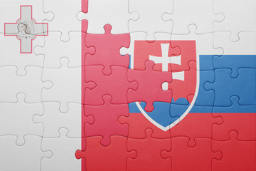 puzzle with the national flag of slovakia and malta