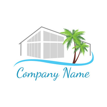 House and palm tree  logo 