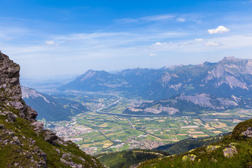 Panorama view of Alps in eastern Switzerland
