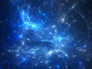 Obraz premium Niebieskie świecące synapsy w przestrzeni