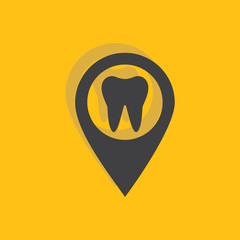 Dentist sign, tooth with pin icon