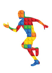 human body - running man - seamless vector pattern of plastic parts