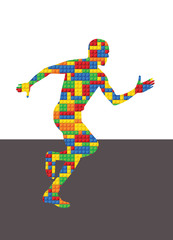human body - running man - seamless vector pattern of plastic parts