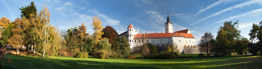 Panorama of Telc or Teltsch town castle or chateau