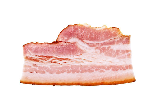 Fresh Sliced Pork Bacon isolated on white background