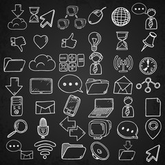 Hand drawn web and computer icons set.