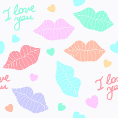 Seamless cute lips pattern background. Good for textile, texture, fabric