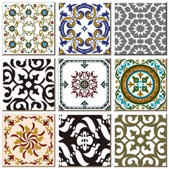 Behang Marokkaanse tegels Vintage retro keramische tegel patroon set collectie 025