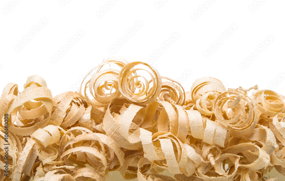 Wall mural wood shavings isolated