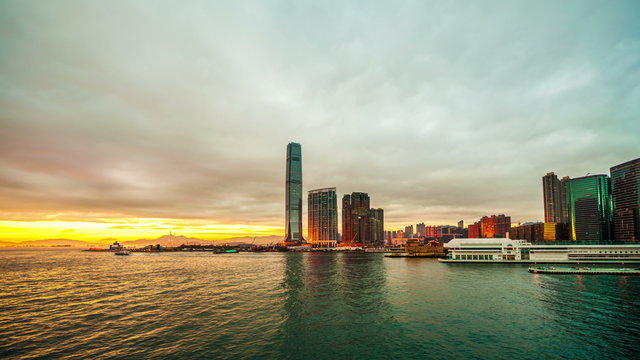 4k. Skyscrapers in Hong Kong. Timelapse