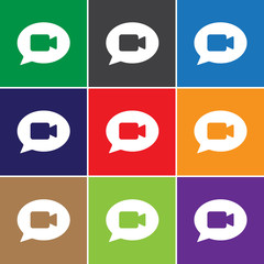 Video camera with bubble speech icon