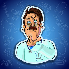 Vector image of thoughtful doctor
