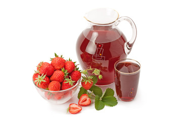 Fresh strawberries and strawberry juice