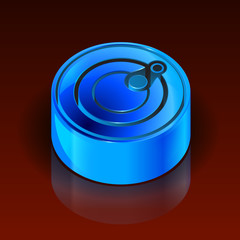 Vector 3d icon of a tin gradient blue background