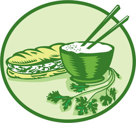Banh Mi Rice Bowl Coriander Circle Retro