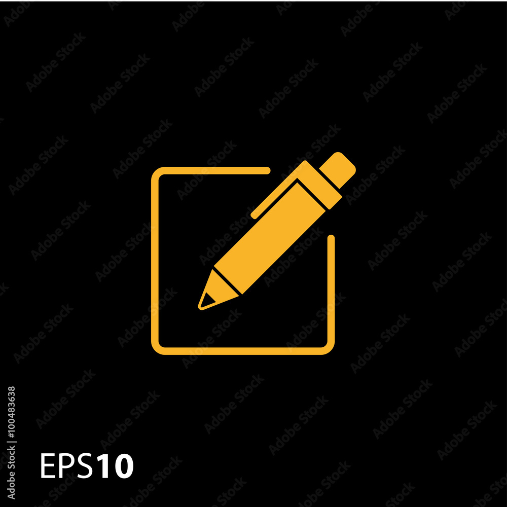 Poster paper and pen vector icon for web and mobile