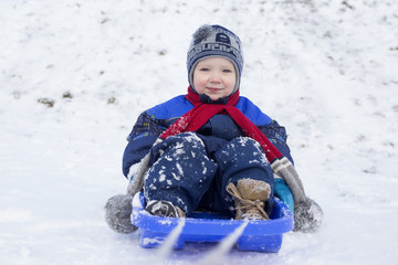 Boy and sled