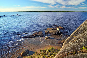 Rocky shore of the White sea. Karelia, Russia