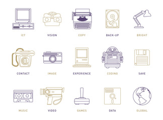Vector thin line icon set