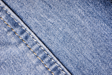 Blue jeans sew closeup texture.