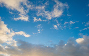 Clouds in a blue sky in winter
