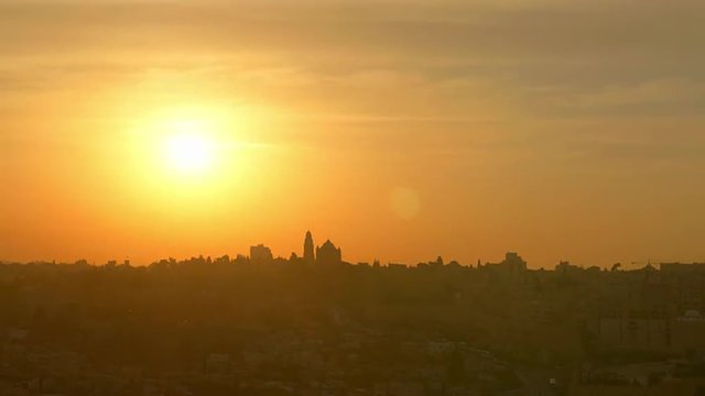 Sunset time-lapse of Jerusalem from the Mount of Olives