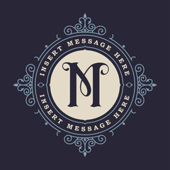 Monogram emblem insignia. Calligraphic logo ornament vector design