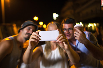 Friends selfie at night