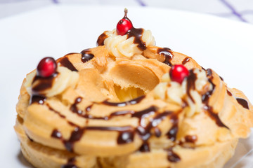 zeppola St. joseph with berries and caramel