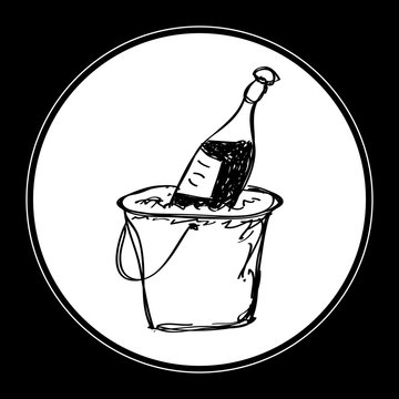 Simple doodle of champagne in a bucket