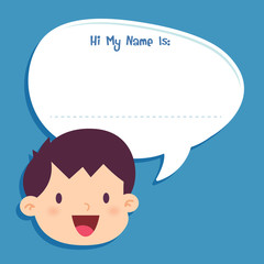 Little Boy Face With Blank Speech Bubble