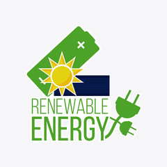 renewable energy illustration over color background