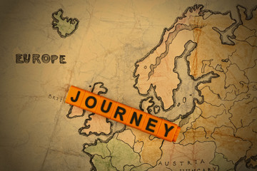 Word Journey on world map background